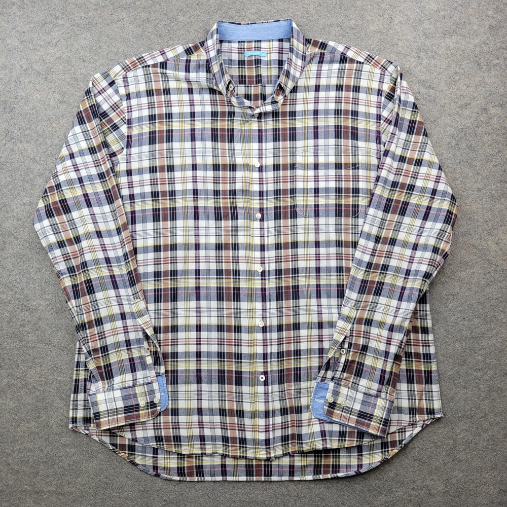 J McLaughlin Shirt Mens XL Multicolor Plaid Cotton Button Front Long Sleeve